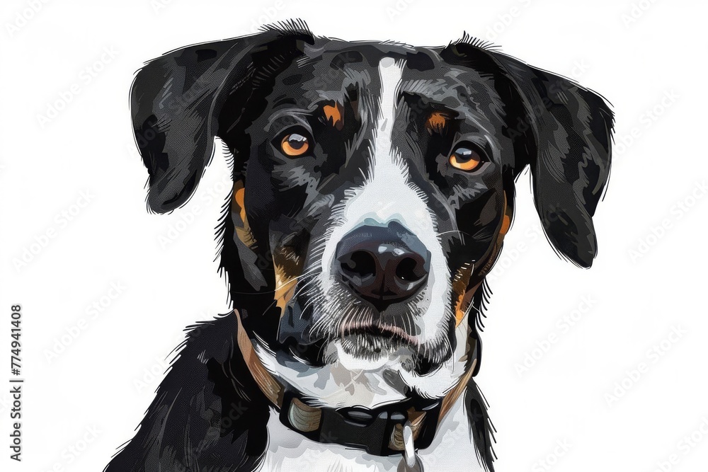 Adorable dog with friendly expression isolated on clean white background, pet portrait illustration Adorable dog with friendly expression isolated on clean white background, pet portrait illustration