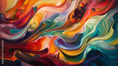 Flowing Dynamics. Flowing dynamics of color and light intertwining and intersecting on the canvas, creating a mesmerizing display of fluid motion and energy.
