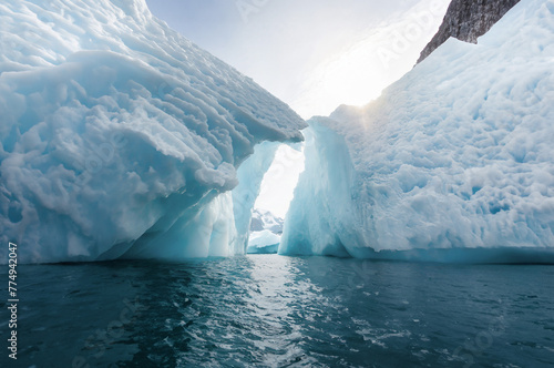 Iceberg Reflections: Majestic frozen landscapes with towering ice formations in polar regions and Jokulsarlon lagoon