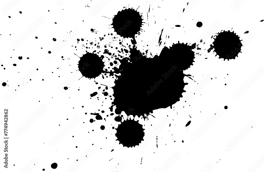 Fototapeta premium black watercolor brush painting splatter splash on white background
