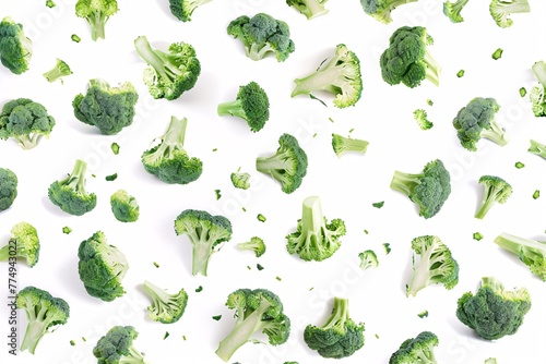 a pattern of broccoli and florets photo