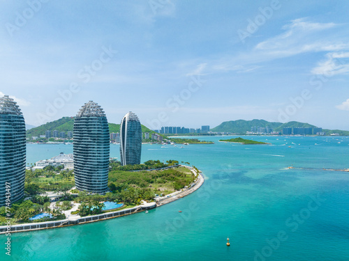 Sunny summer scenery of Phoenix Island, Sanya, Hainan, China photo