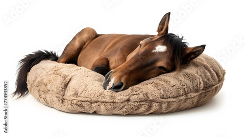 horse sleeping in a Fluffy Bed