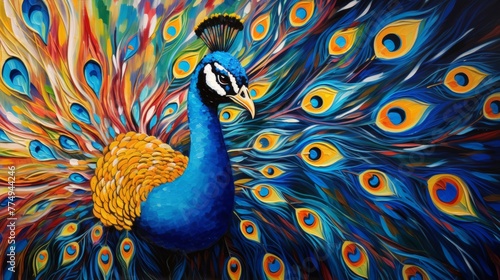 Majestic peacock displays vibrant elegance beauty in nature multi colored portrait