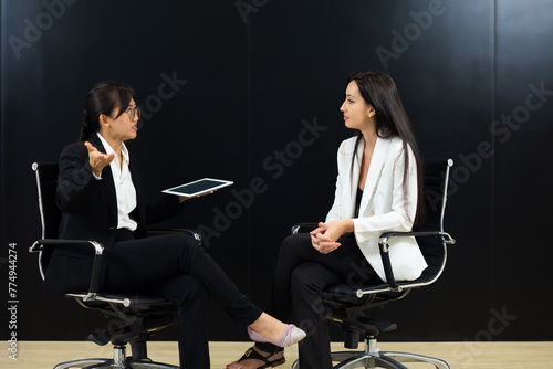 Картината върху платно Business interview on stage
