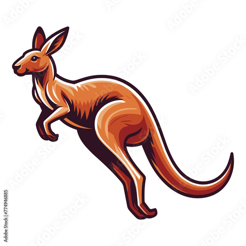 Kangaroo full body design illustration  wildlife zoology illustration  Australian mammal animal mascot character. Vector template isolated on white background
