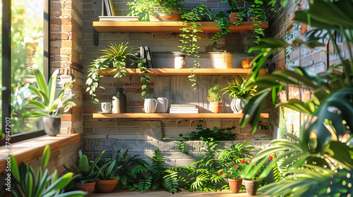 Small Potted Plant on Balcony, Urban Gardening and Home Decor, Nature and Design in Modern Living Space