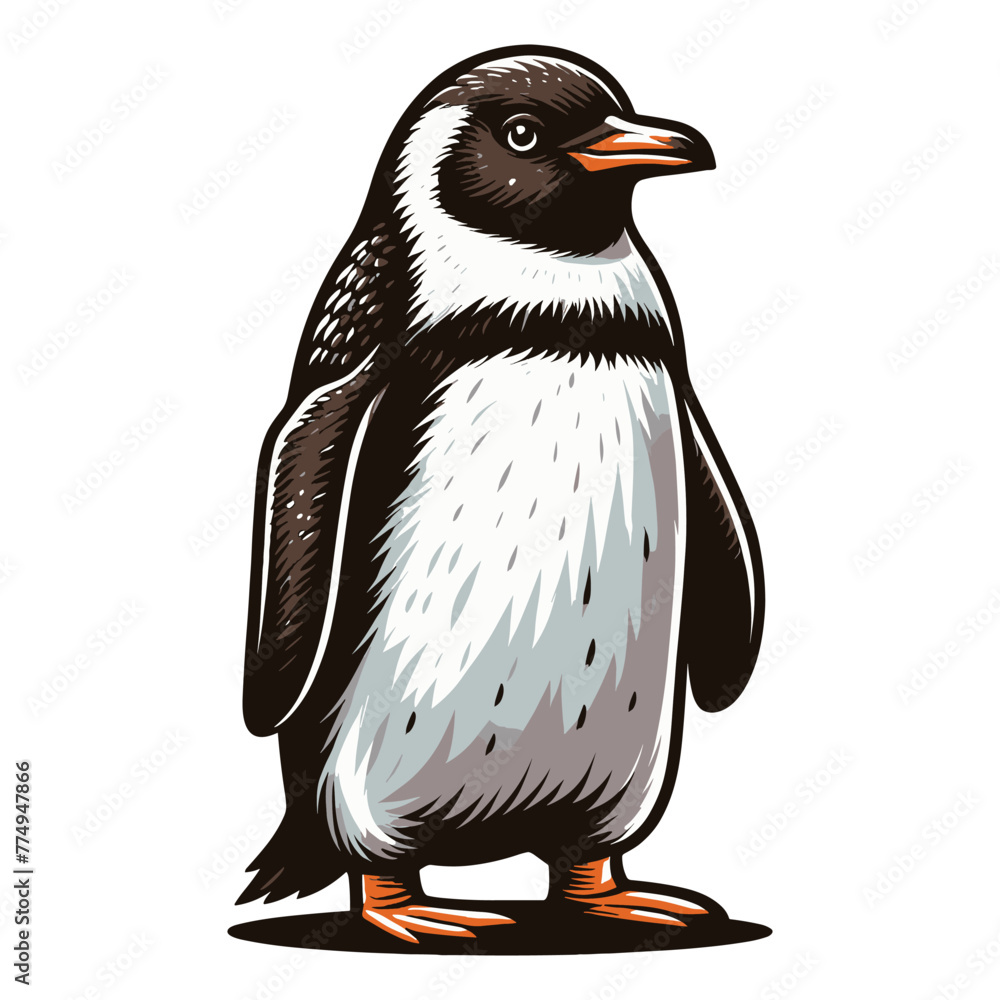 Cute penguin full body vector illustration, zoology element illustration, Antarctic south pole bird animal icon, cartoon design template isolated on white background Cute penguin full body vector illustration, zoology element illustration, Antarctic south pole bird animal icon, cartoon design template isolated on white background