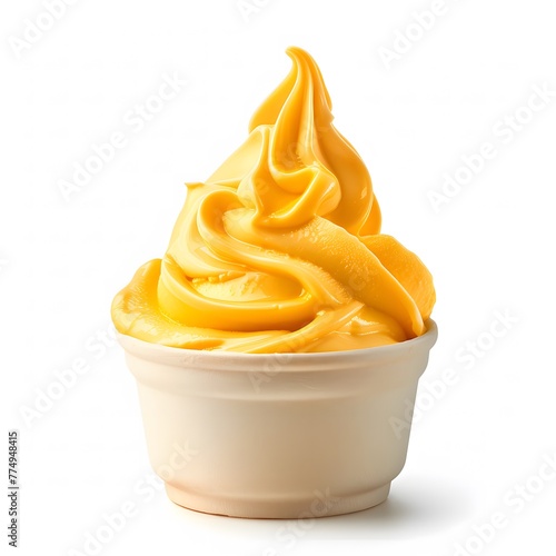 Mango Frozen Yogurt on white background