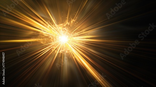 Abstract Sun Burst on Black Background for Digital Flare Effect