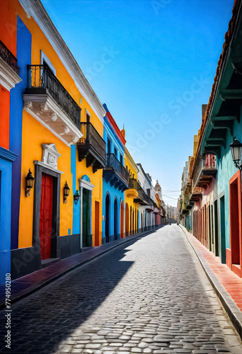 a street lined with colorful buildings in a city © David Angkawijaya