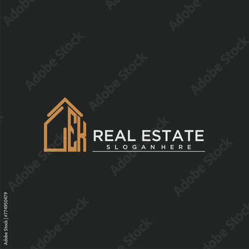 EK initial monogram logo for real estate design