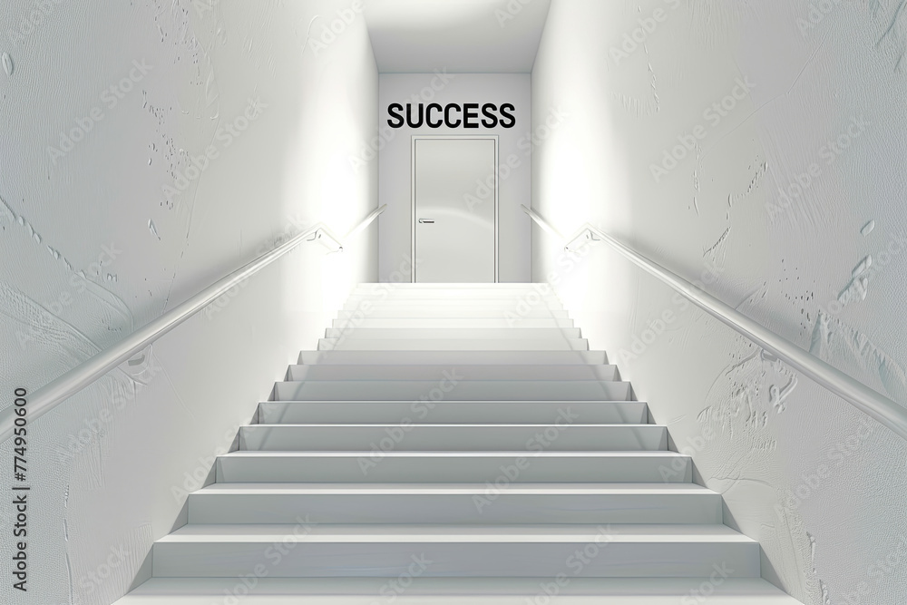 Fototapeta premium A staircase to success with text success