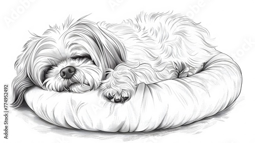 illustration of a Shih Tzu sleeping in a Fluffy Bed