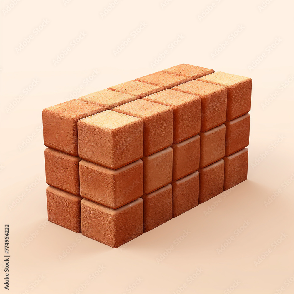 a single brick on cartoon 3d isolated background сreated with Generative Ai a single brick on cartoon 3d isolated background сreated with Generative Ai
