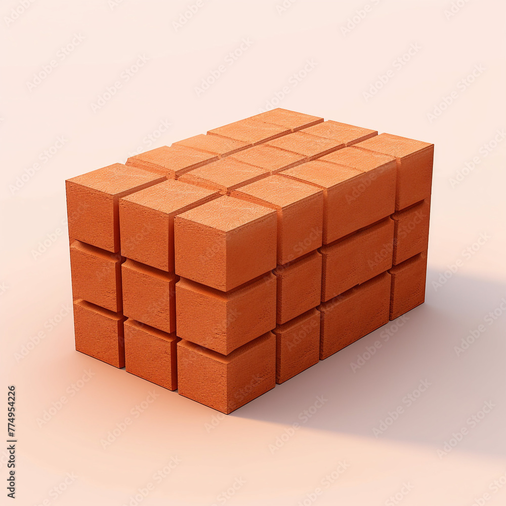 a single brick on cartoon 3d isolated background сreated with Generative Ai a single brick on cartoon 3d isolated background сreated with Generative Ai