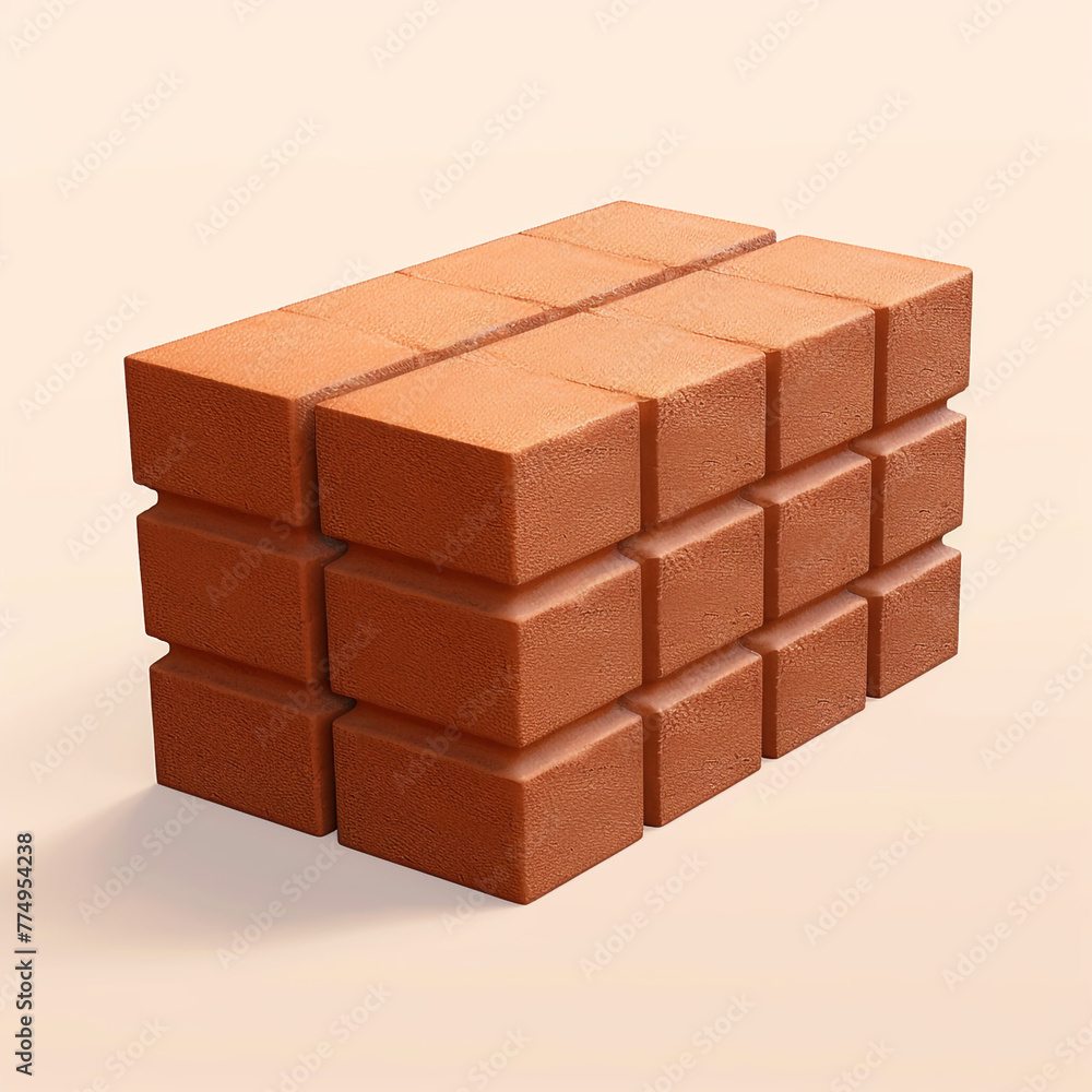 a single brick on cartoon 3d isolated background сreated with Generative Ai a single brick on cartoon 3d isolated background сreated with Generative Ai