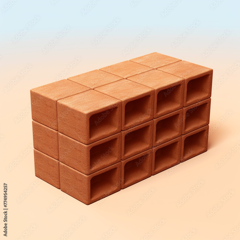 a single brick on cartoon 3d isolated background сreated with Generative Ai a single brick on cartoon 3d isolated background сreated with Generative Ai