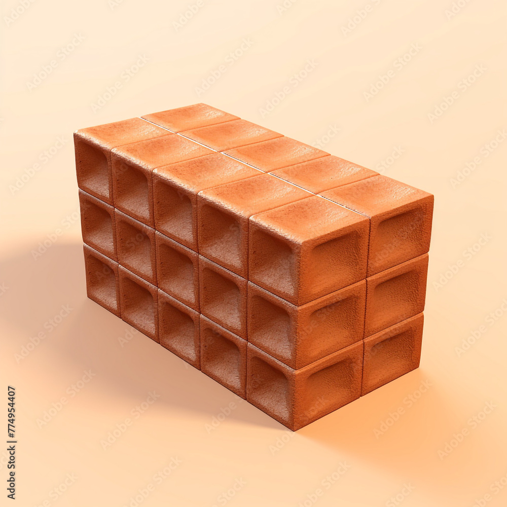 a single brick on cartoon 3d isolated background сreated with Generative Ai a single brick on cartoon 3d isolated background сreated with Generative Ai