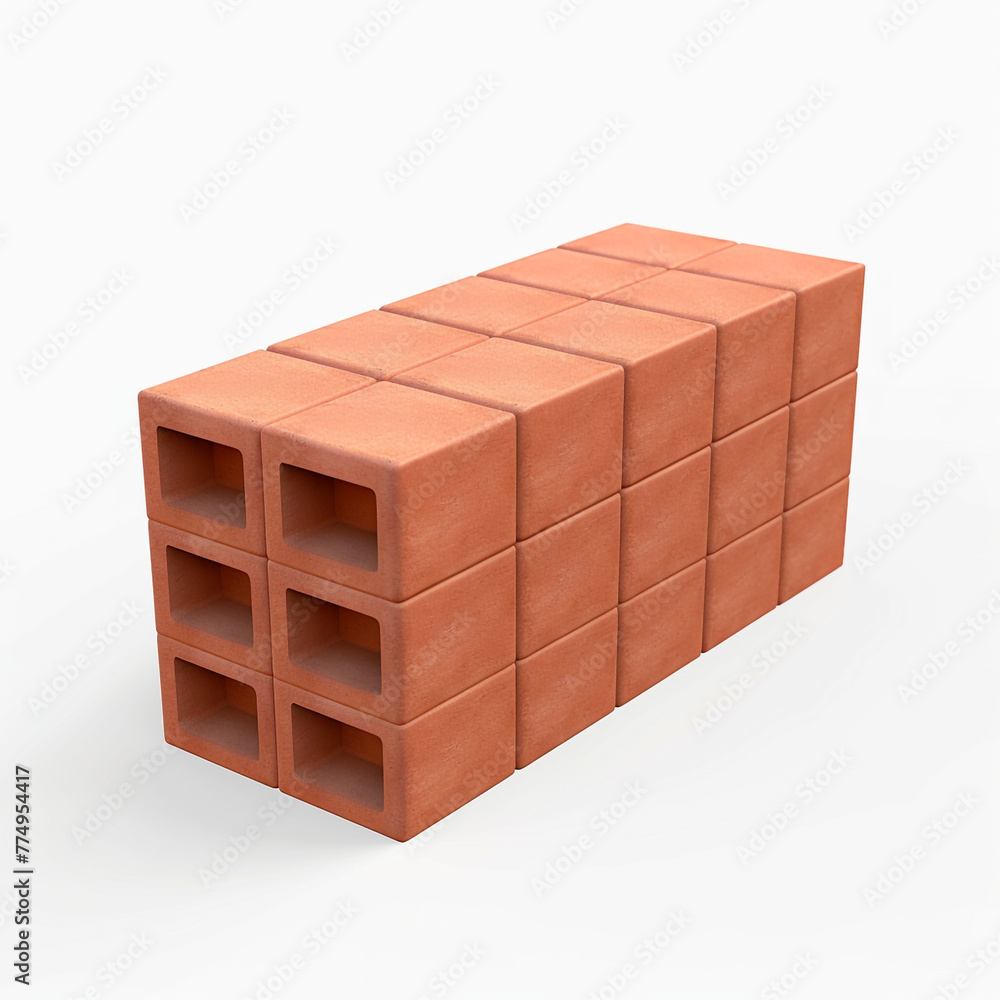 a single brick on cartoon 3d isolated background сreated with Generative Ai a single brick on cartoon 3d isolated background сreated with Generative Ai