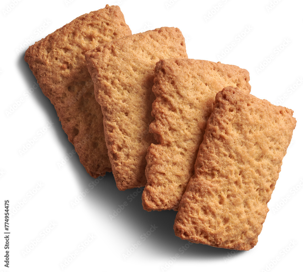 baby rusks or biscuits isolated white background, snack for infants ...