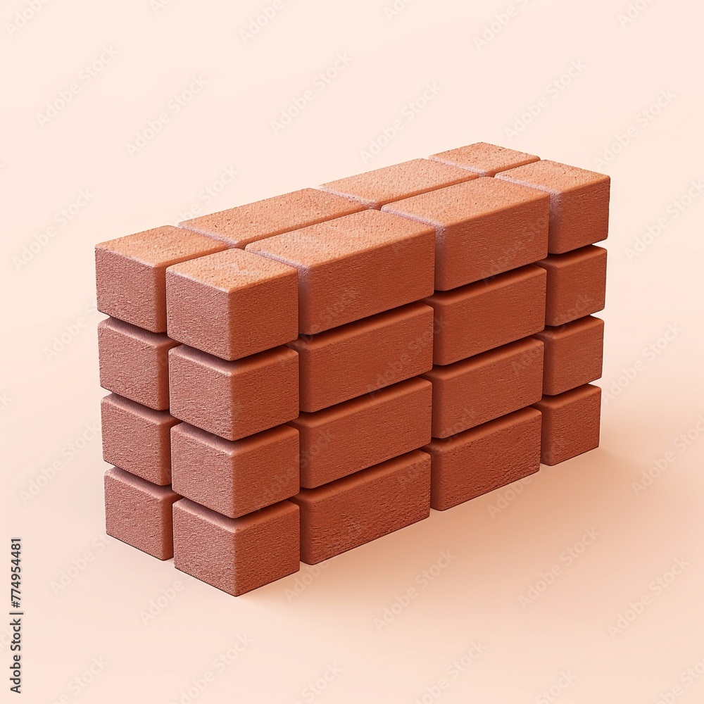 a single brick on cartoon 3d isolated background сreated with Generative Ai a single brick on cartoon 3d isolated background сreated with Generative Ai