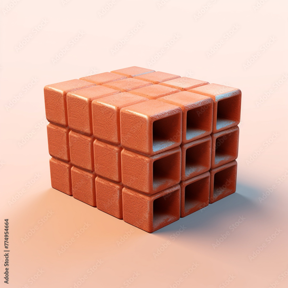 a single brick on cartoon 3d isolated background сreated with Generative Ai a single brick on cartoon 3d isolated background сreated with Generative Ai