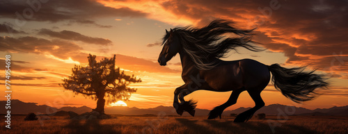 Epic Encounter, Beautiful Horse in Surreal Motion. AI Generative.