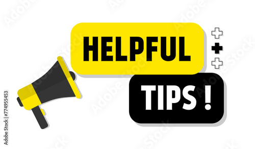 Vector banner. Megaphone with helpful tips speech bubble. Loudspeaker. Banner for business, marketing. Banner design vector illustration.
