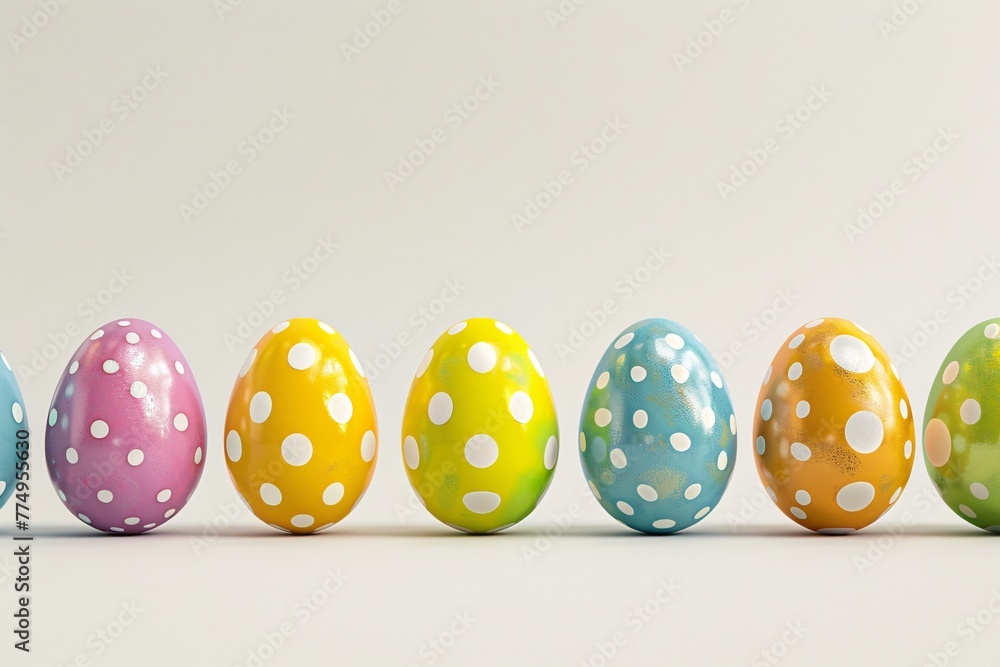 a row of colorful eggs