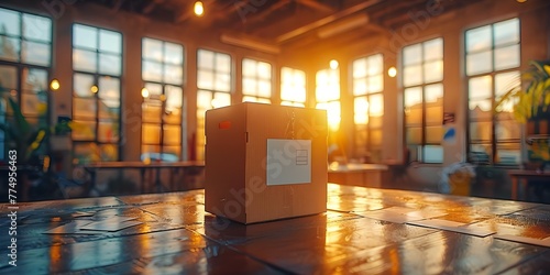 Ballot box with votes on table in public voting area highlighting secrecy and sanctity of voting. Concept Voting Booths, Ballot Box, Election Security, Voting Process, Anonymous Voting