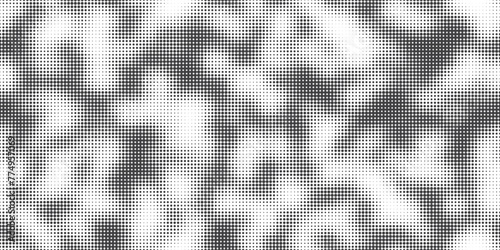 Halftone cloud or smoke seamless pattern with texture. Pop art fog or mist in comic style with dot pattern. Raster black and white vector retro illustration