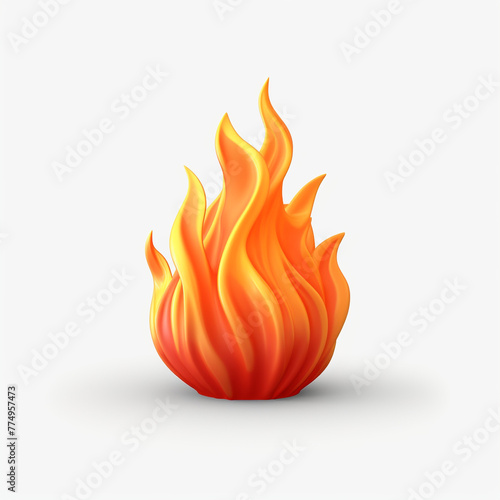 Small fire flame similar to emoji, 4K, with white background сreated with Generative Ai