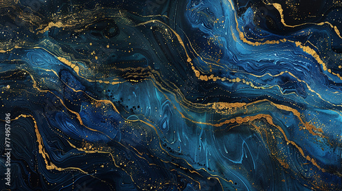 Veins of shimmering gold weaving through a tapestry of midnight blues.