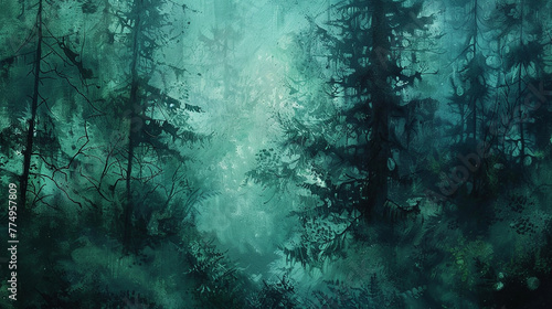 Whispers of a forgotten forest, painted with hues of emerald and jade.
