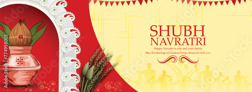 Webcreative vector illustration of Navratri,Durga puja with decorative face of Durga maa for Navratri festival.