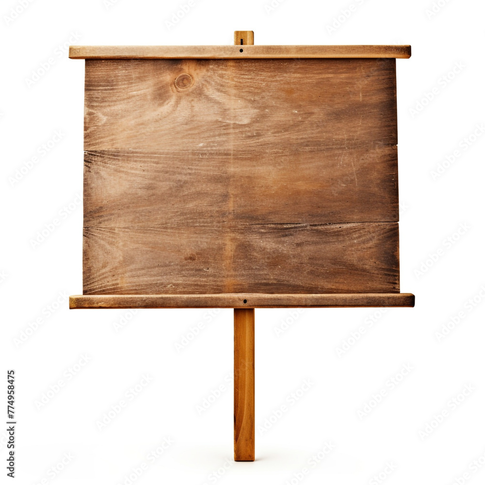 Wooden notice board isolated on white сreated with Generative Ai