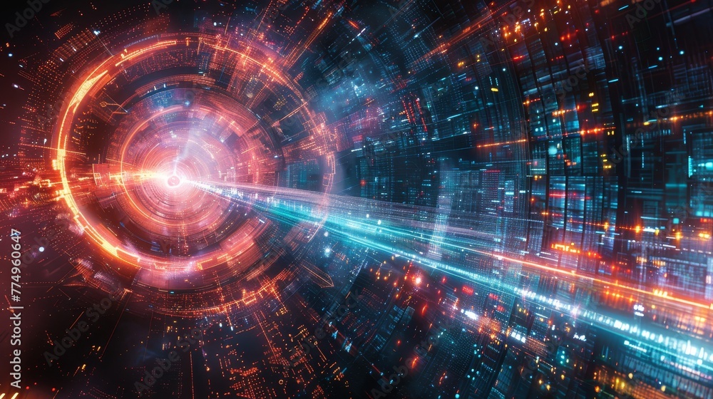 Obraz premium A dreamlike vision of wireless connectivity as a tapestry of light