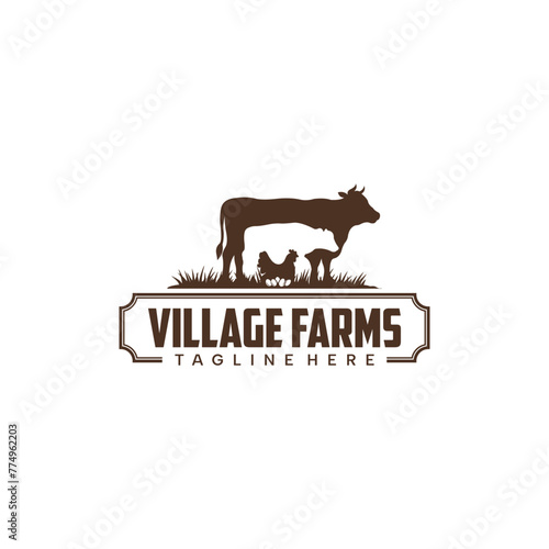 creative cattle and chicken farming. rustic, classic, clean and elegant

