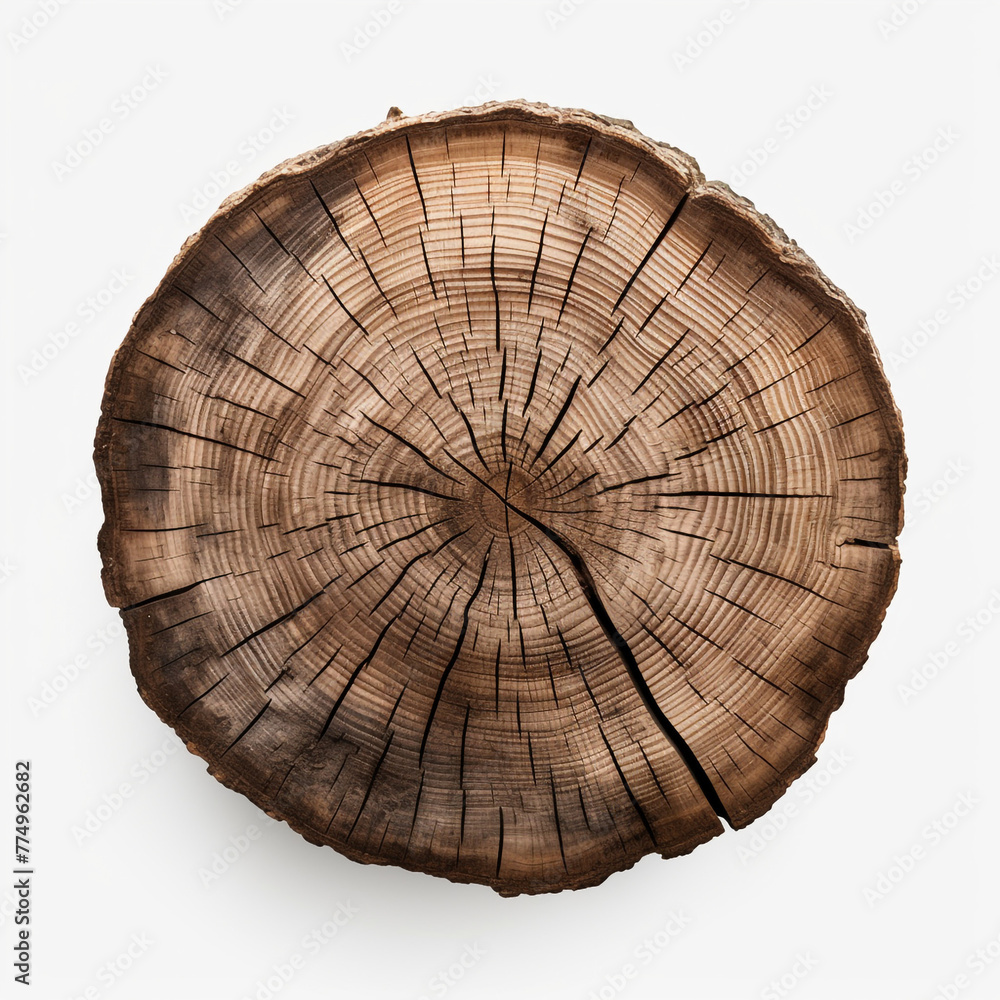 Fototapeta premium tree trunk cut on isolated background сreated with Generative Ai