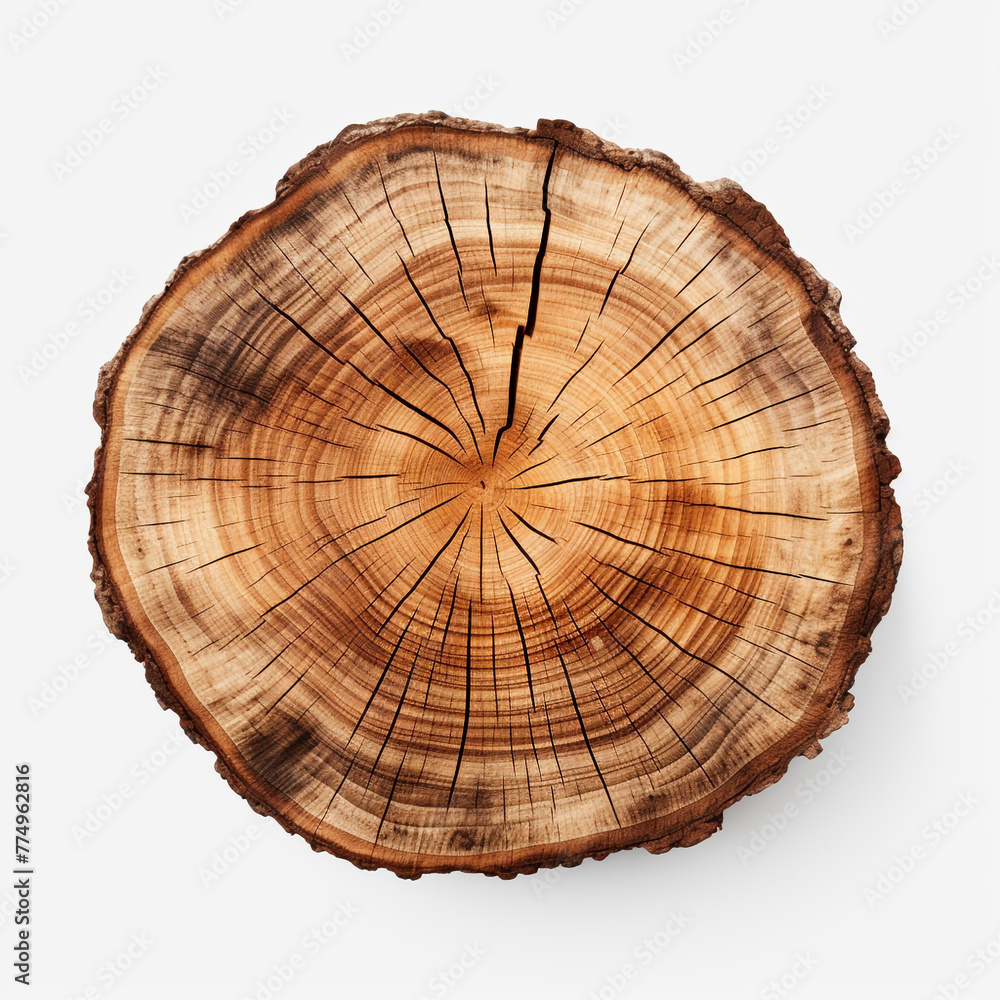 Fototapeta premium tree trunk cut on isolated background сreated with Generative Ai