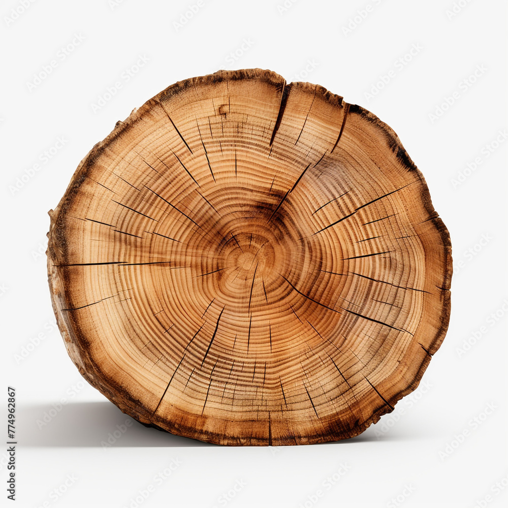 Obraz premium tree trunk cut on isolated background сreated with Generative Ai