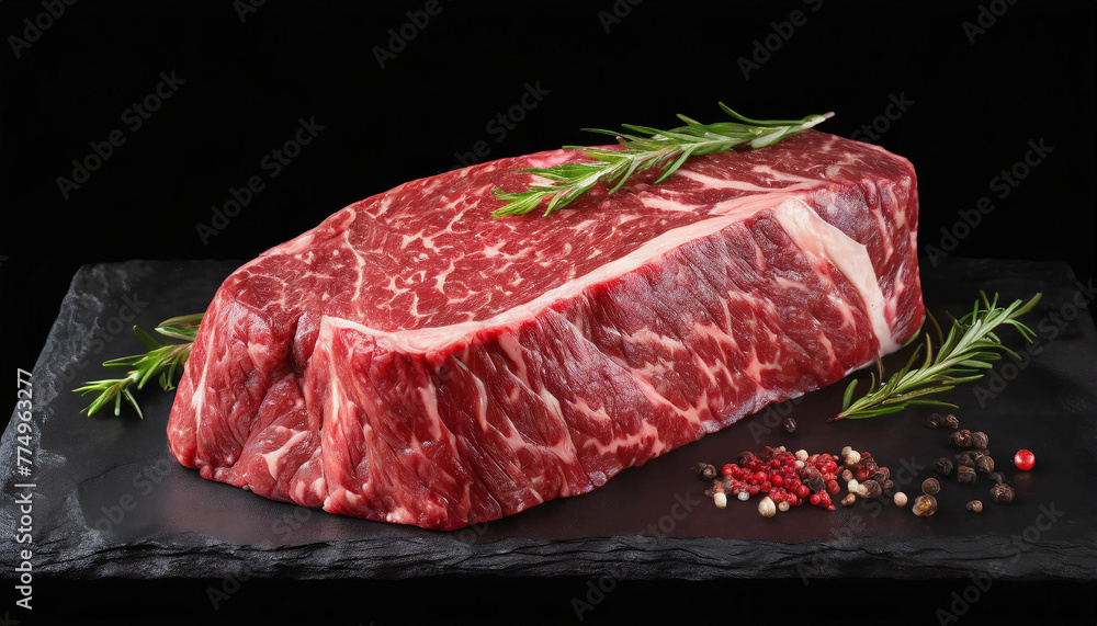 Wagyu raw meat on black background. Fresh marbled beef steak. Tasty and organic food. Wagyu raw meat on black background. Fresh marbled beef steak. Tasty and organic food.
