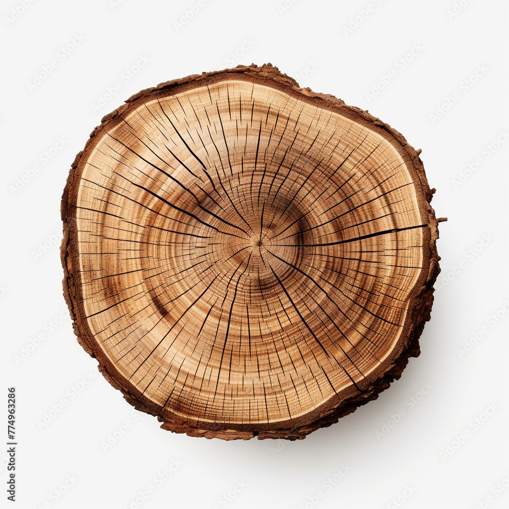Fototapeta premium tree trunk cut on isolated background сreated with Generative Ai