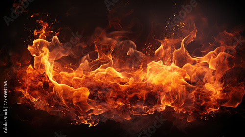 Burning fire flames border, background, print, for printing, Generative AI