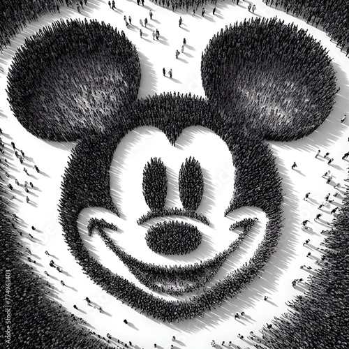 black and white drawing of a Miki mouse 