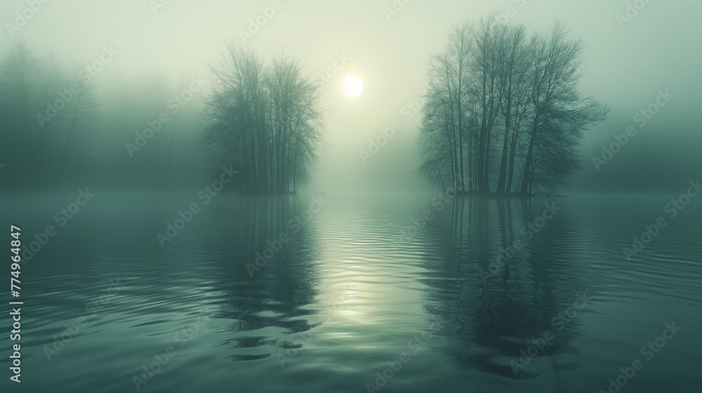 Fototapeta premium Misty calm landscape.