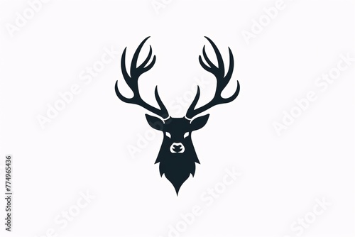 a black silhouette of a deer head © White