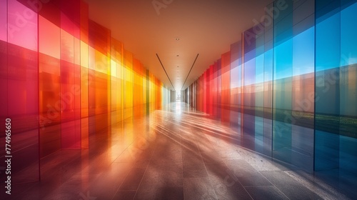 Blurred Light Trails in a Colorful Tunnel