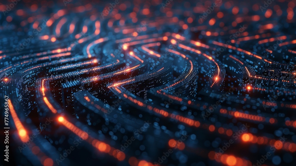 An abstract software algorithm visualized as a maze An abstract software algorithm visualized as a maze